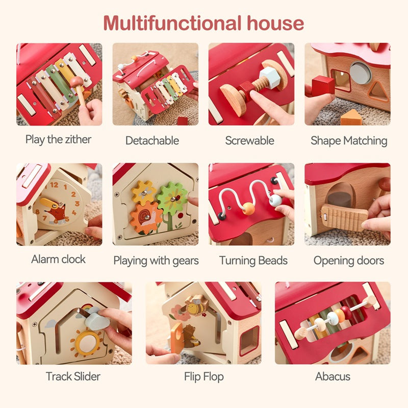Portable Wooden House Activity Toy