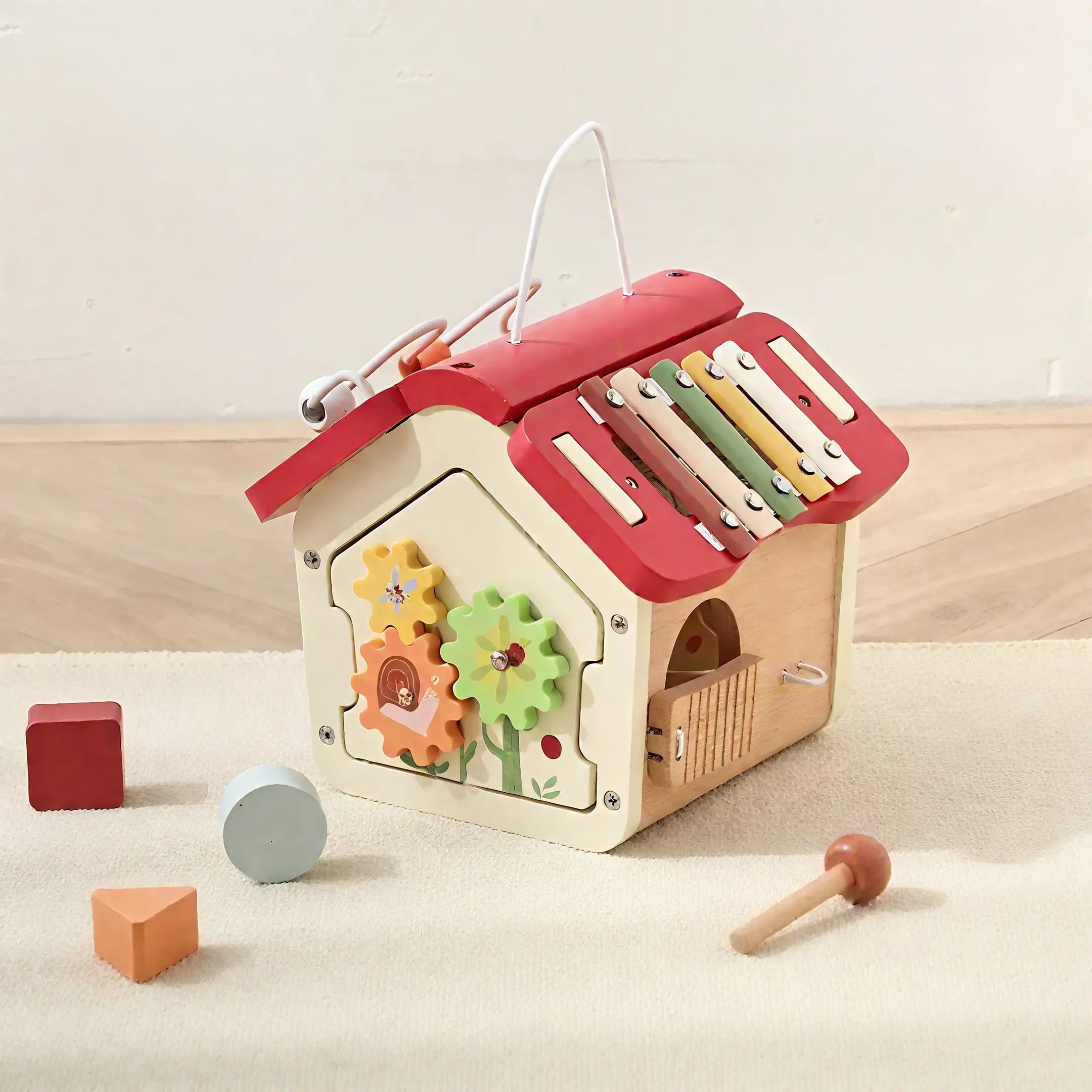 Portable Wooden House Activity Toy