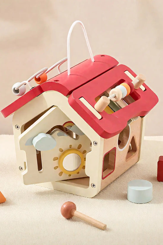 Portable Wooden House Activity Toy