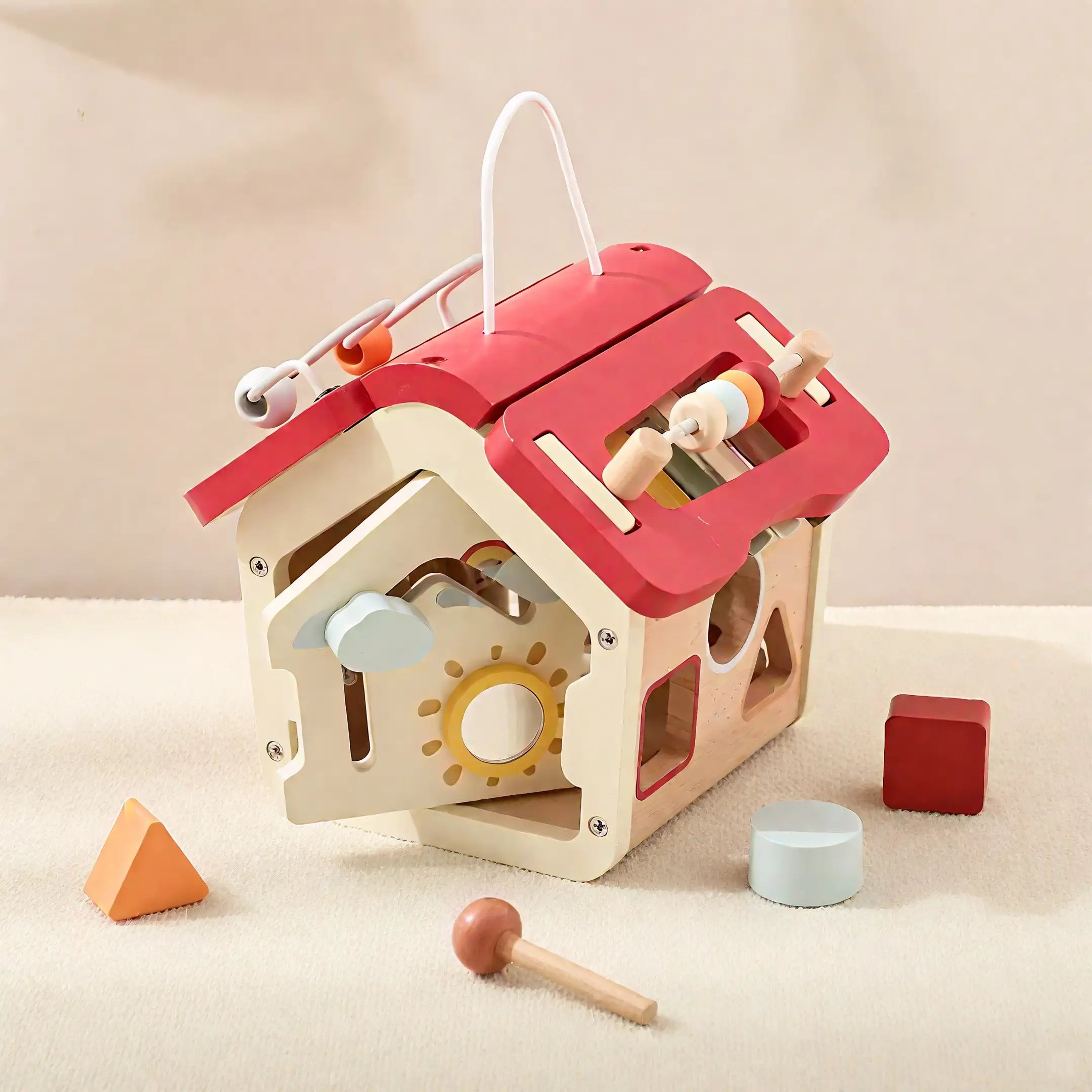 Portable Wooden House Activity Toy
