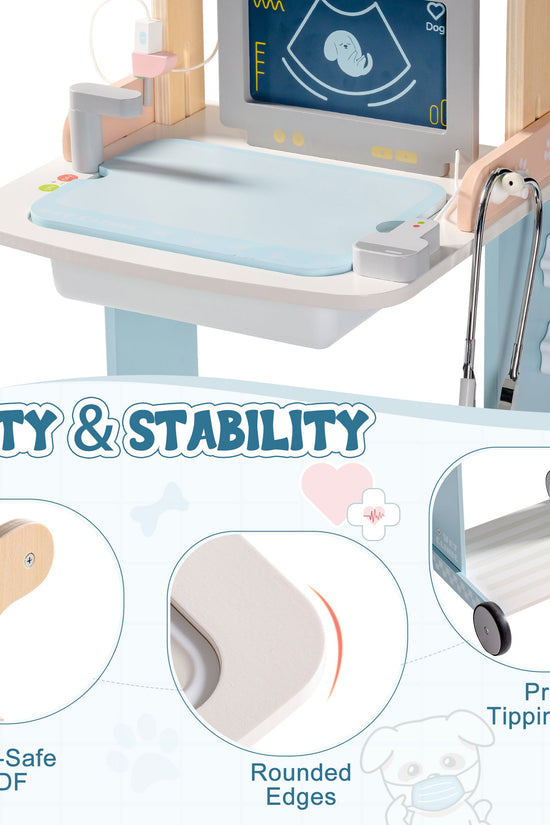 Lunamoa Wooden Kids Vet Clinic Playset