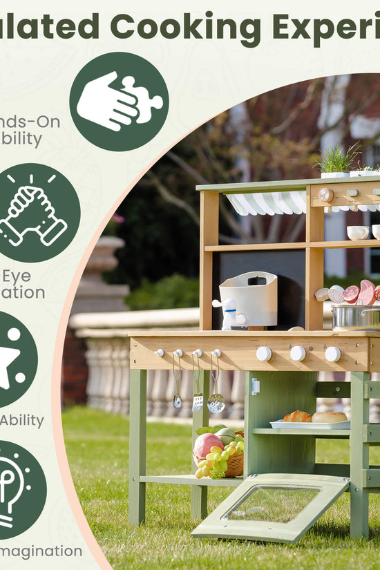 Lunamoa Outdoor Wooden Mud Play Kitchen – Green