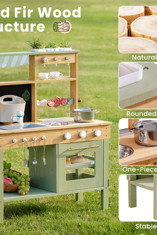 Lunamoa Outdoor Wooden Mud Play Kitchen – Green