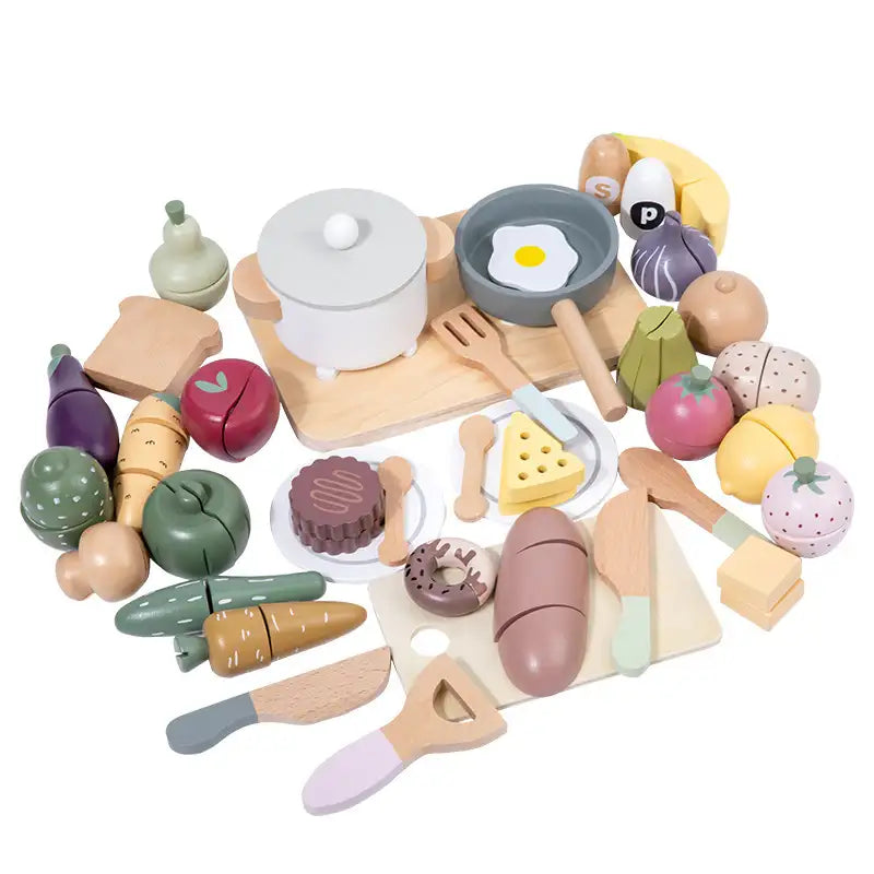 Nordic Wooden Food Cutting Toy Set