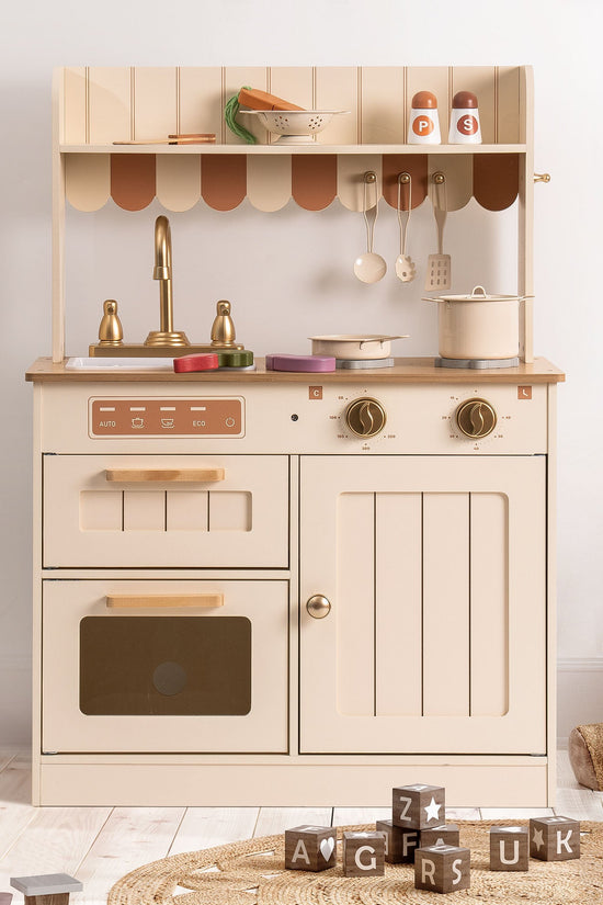 Realistic Wooden Kids Kitchen Playset