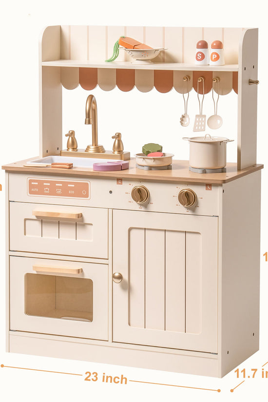 Realistic Wooden Kids Kitchen Playset