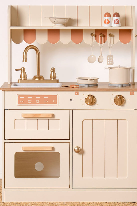 Realistic Wooden Kids Kitchen Playset