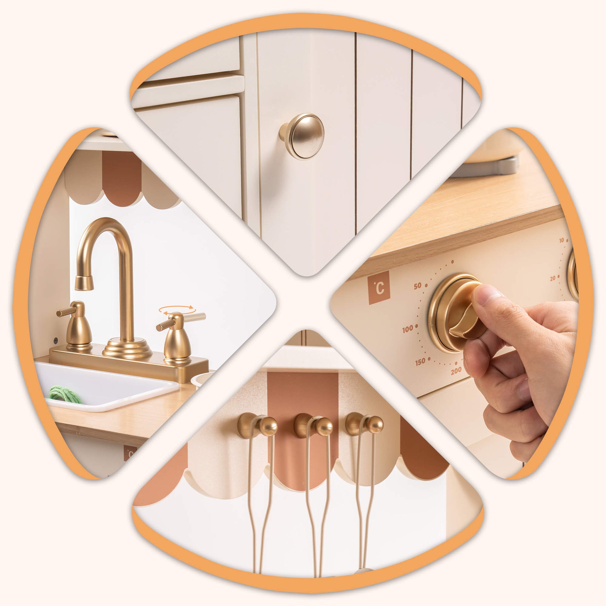 Realistic Wooden Kids Kitchen Playset