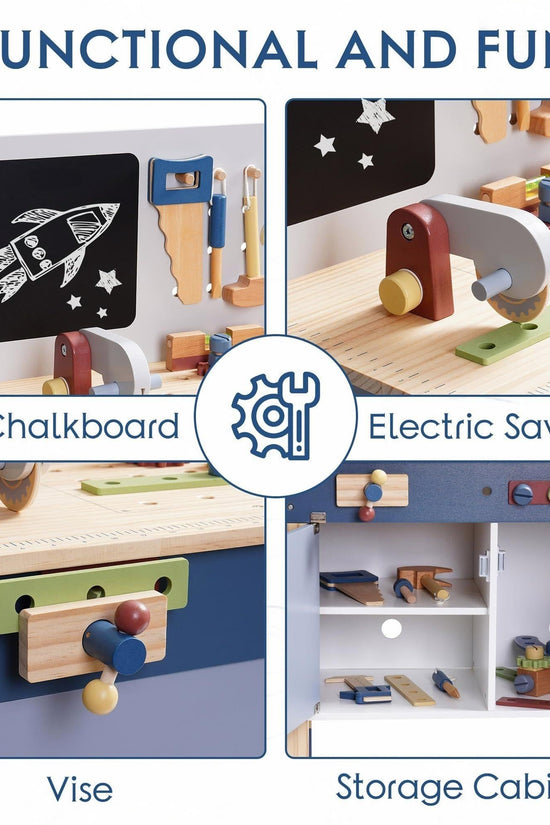 Wooden Toy Workbench for Toddler Boys