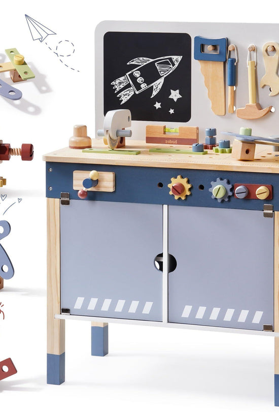 Wooden Toy Workbench for Toddler Boys