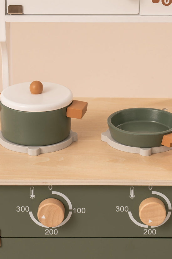 Vintage Green Wooden Toy Kitchen Set