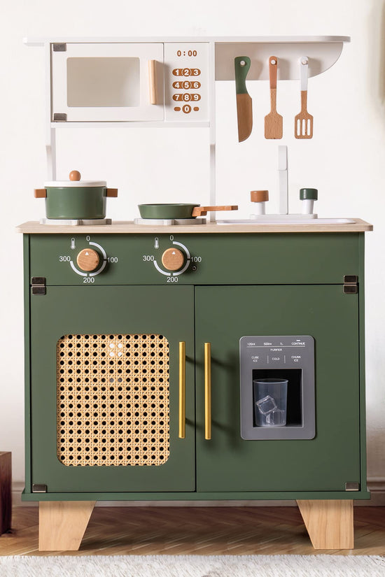 Vintage Green Wooden Toy Kitchen Set