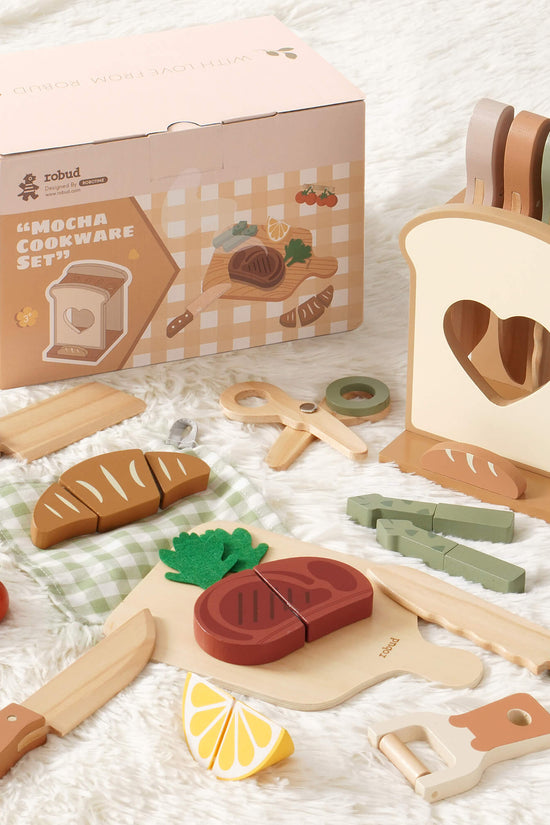Vintage Green Wooden Toy Kitchen Set