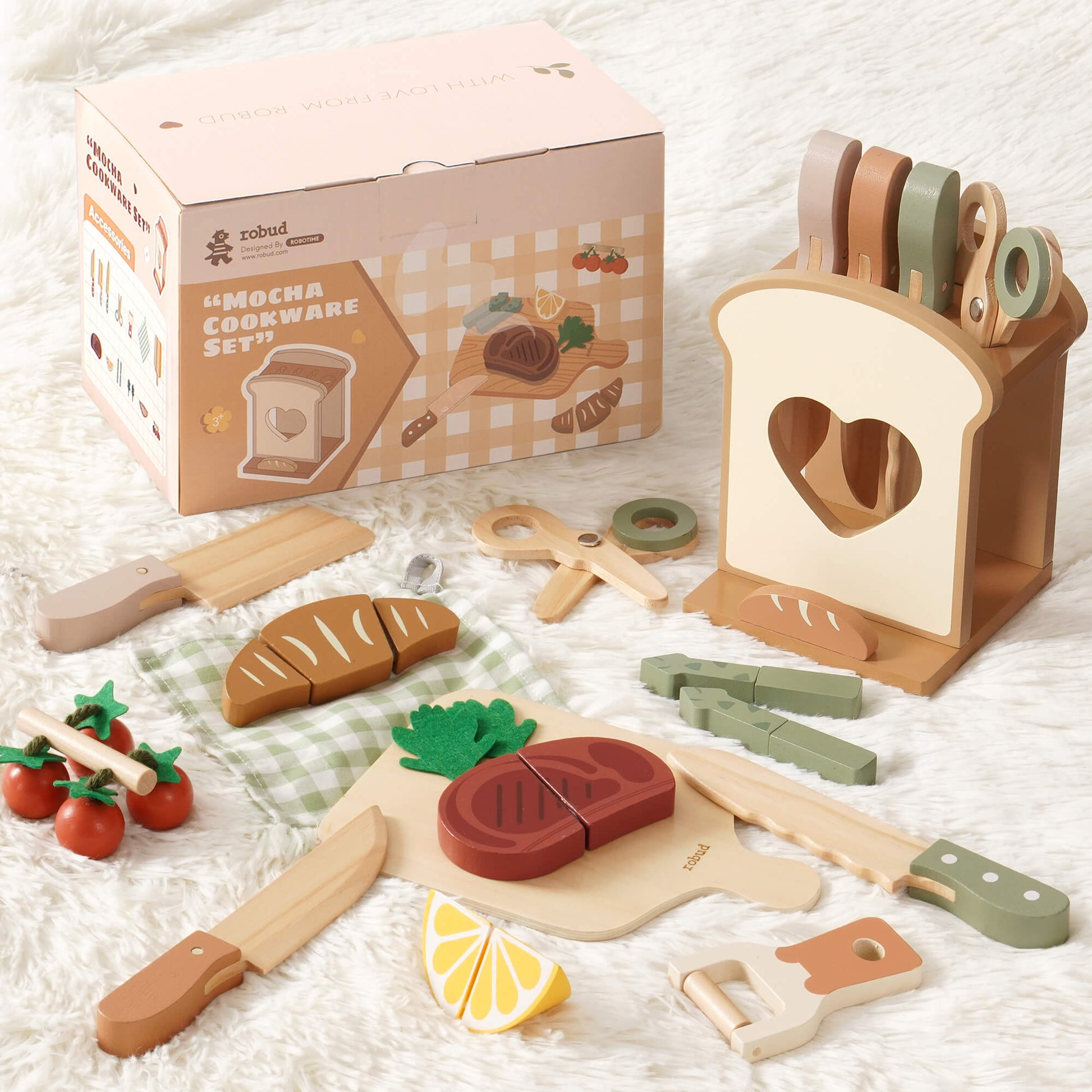 Vintage Green Wooden Toy Kitchen Set