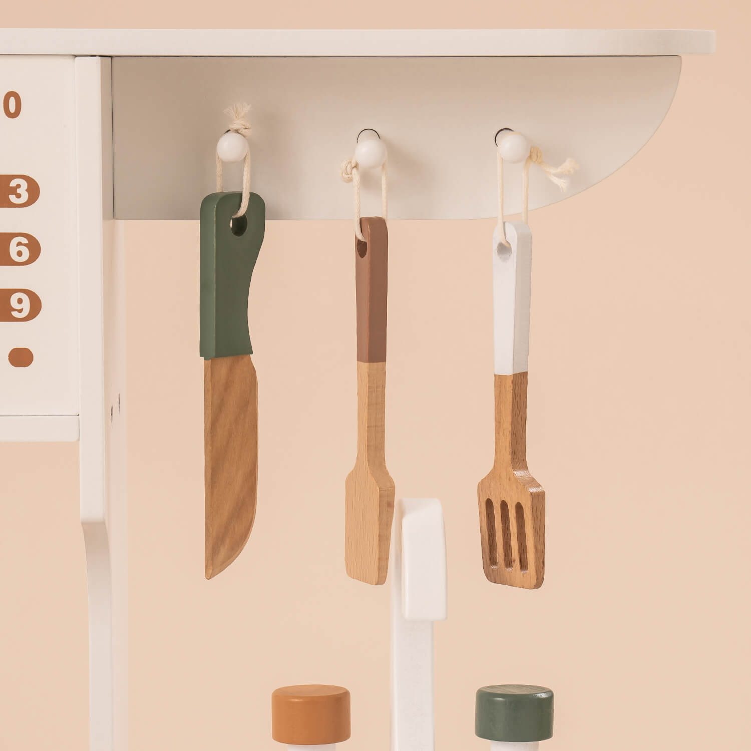 Vintage Green Wooden Toy Kitchen Set