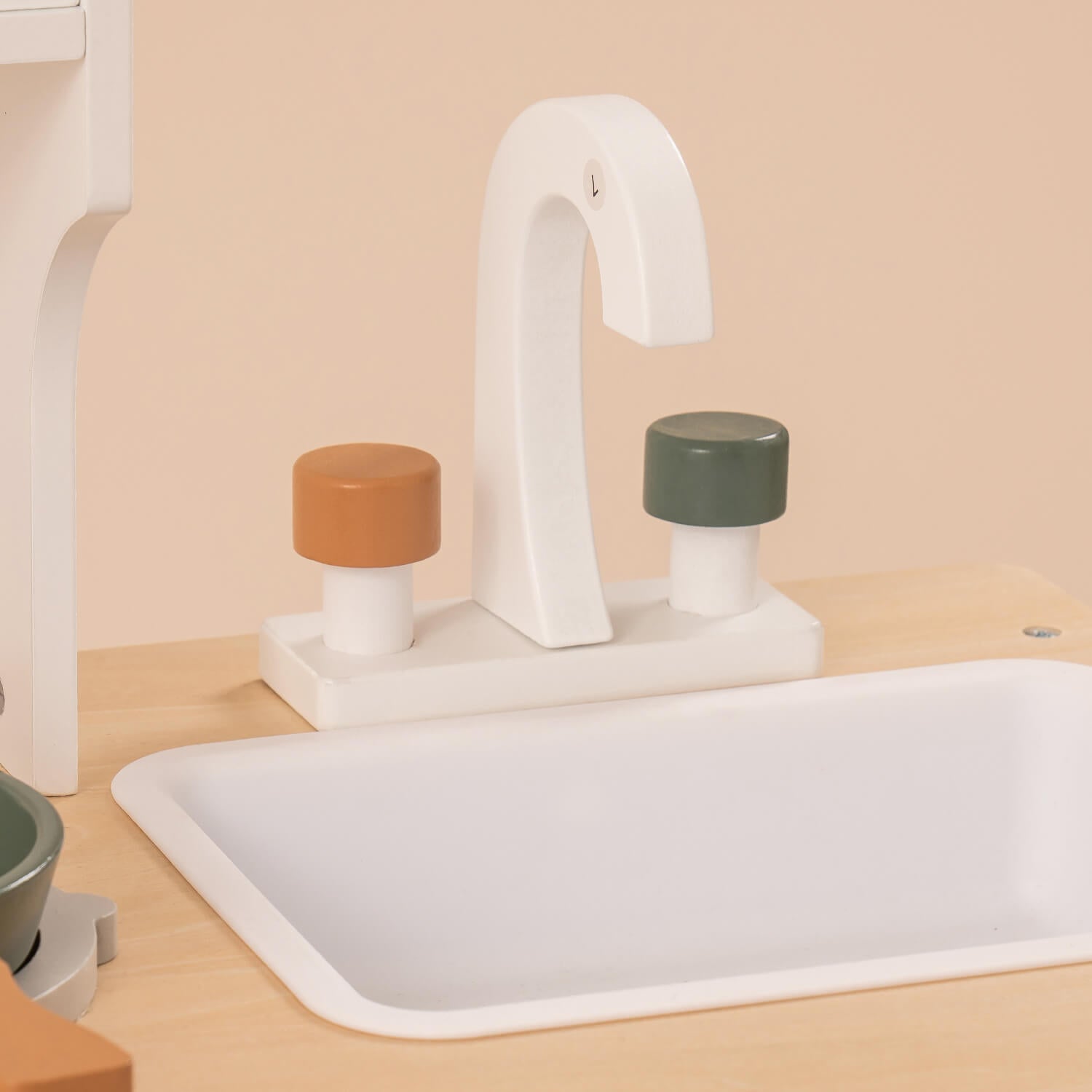 Vintage Green Wooden Toy Kitchen Set