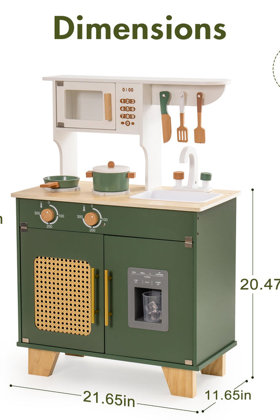 Vintage Green Wooden Toy Kitchen Set