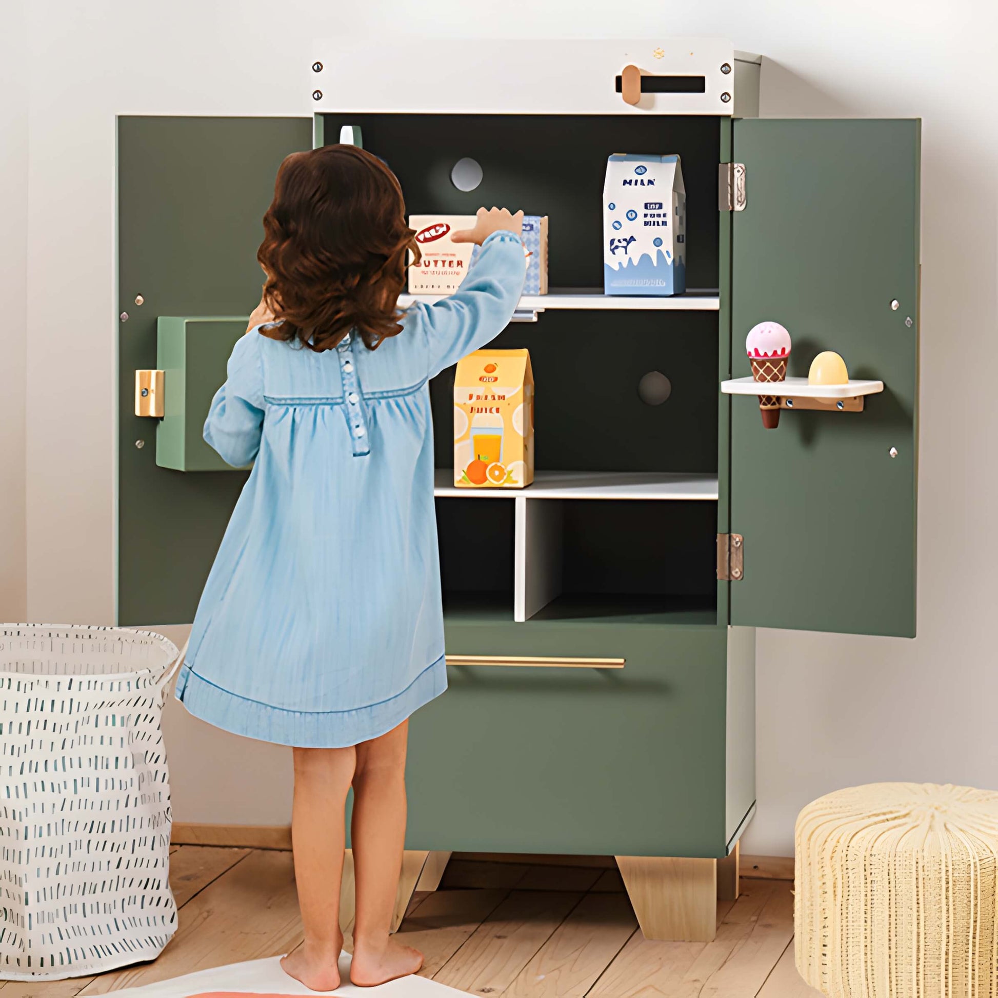 Vintage Wooden Toy Refrigerator