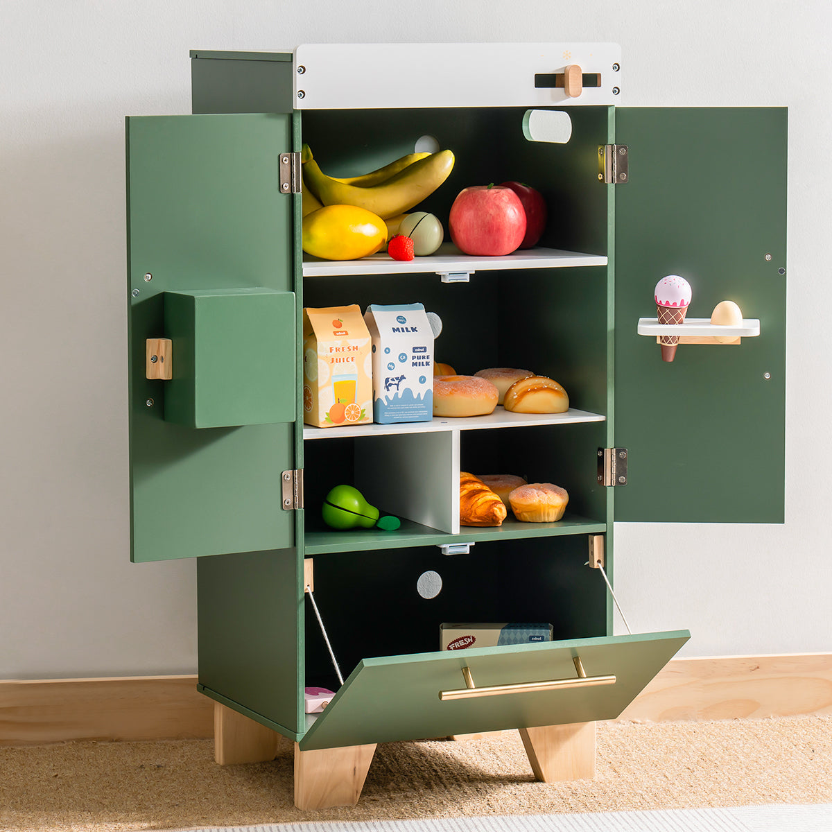 Vintage Wooden Toy Refrigerator