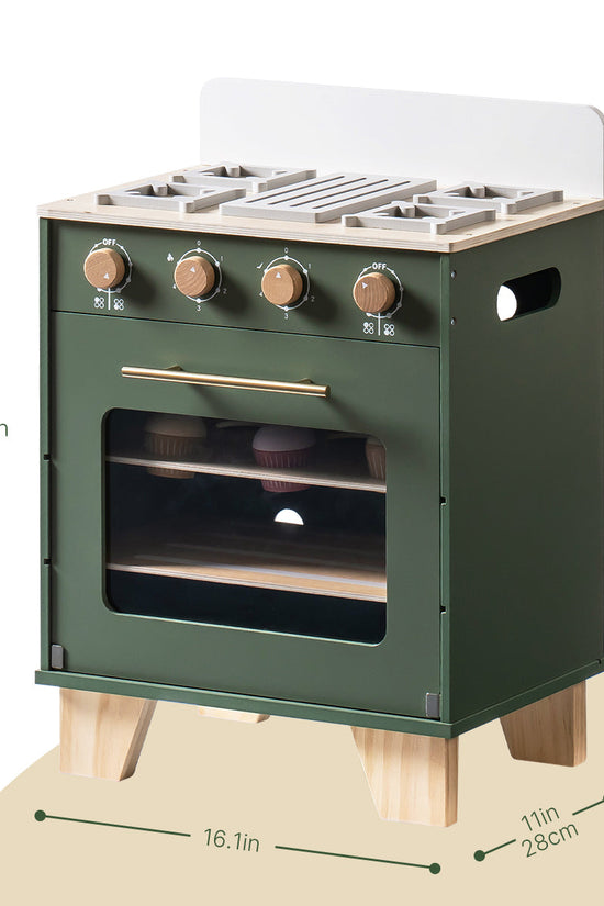 Vintage Wooden Toy Kitchen Oven – Green