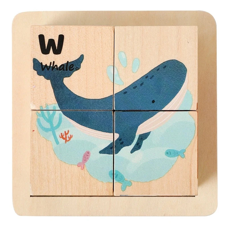 Wooden Animal Cube Puzzle Board