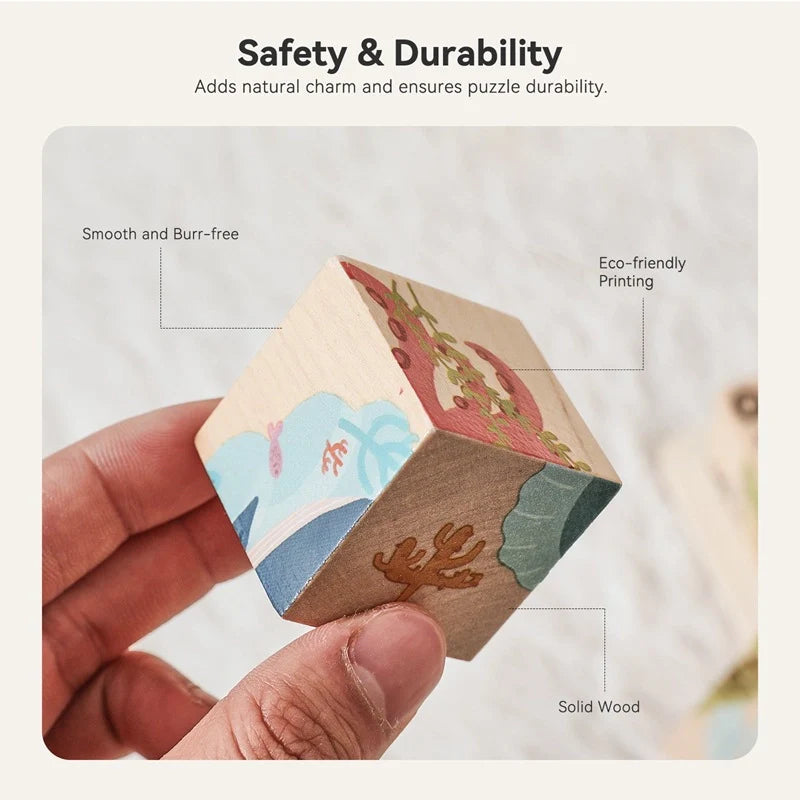 Wooden Animal Cube Puzzle Board