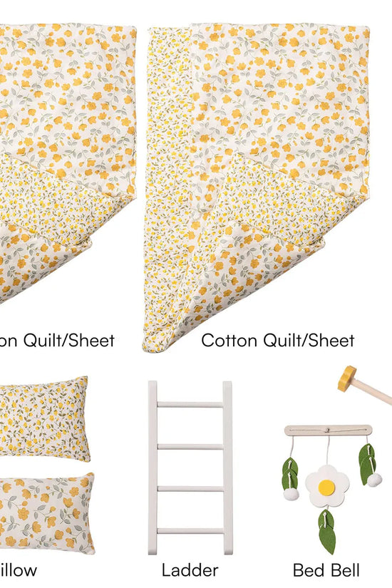 Wooden Baby Doll Bed with Ladder & Bedding