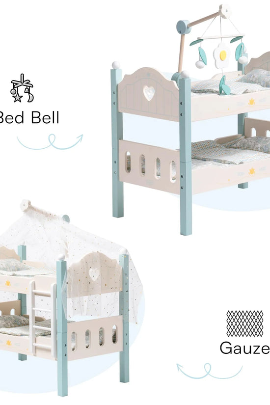 Wooden Baby Doll Bed with Ladder & Bedding
