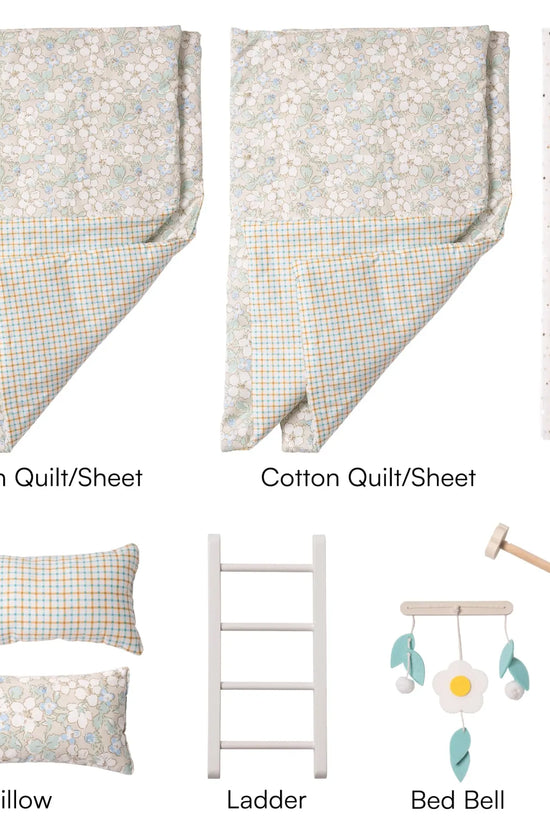 Wooden Baby Doll Bed with Ladder & Bedding
