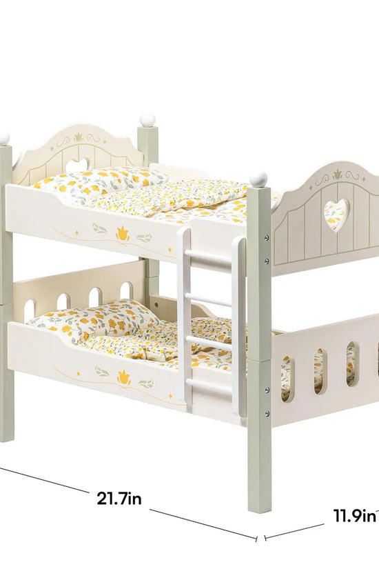 Wooden Baby Doll Bed with Ladder & Bedding