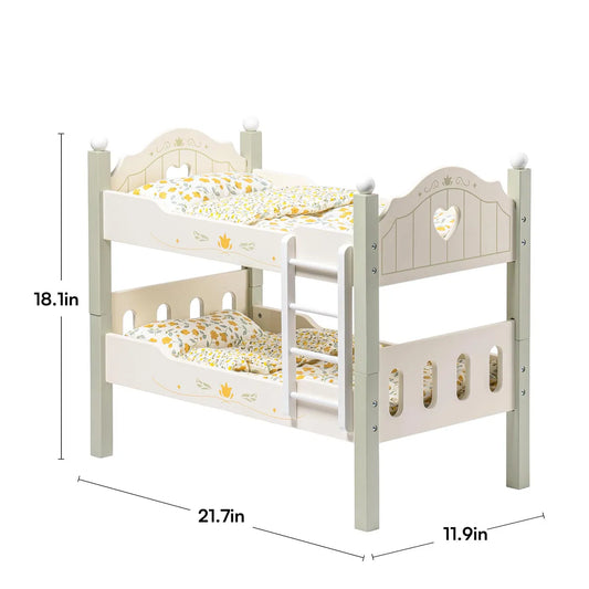 Wooden Baby Doll Bed with Ladder & Bedding