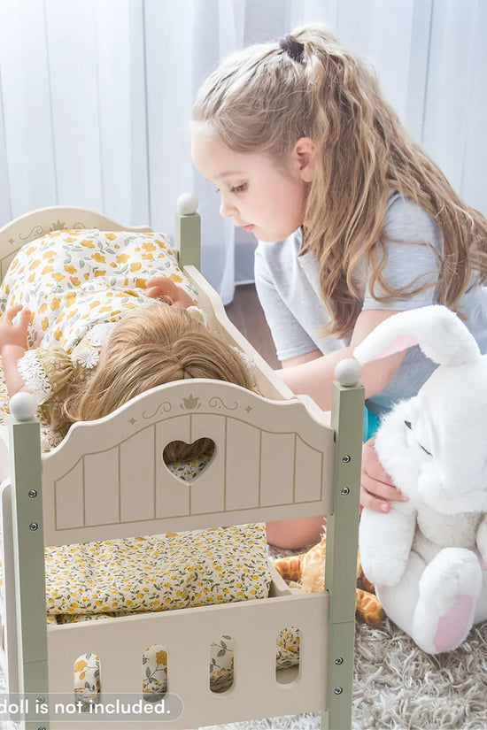 Wooden Baby Doll Bed with Ladder & Bedding