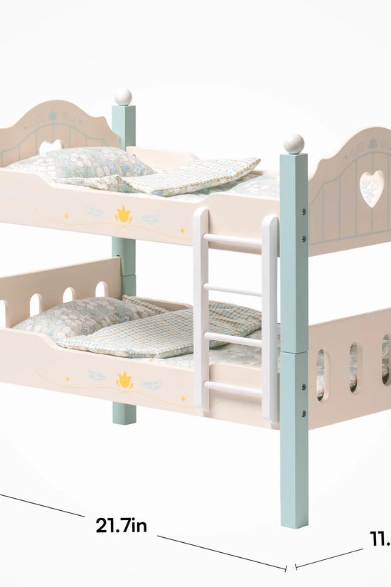 Wooden Baby Doll Bed with Ladder & Bedding