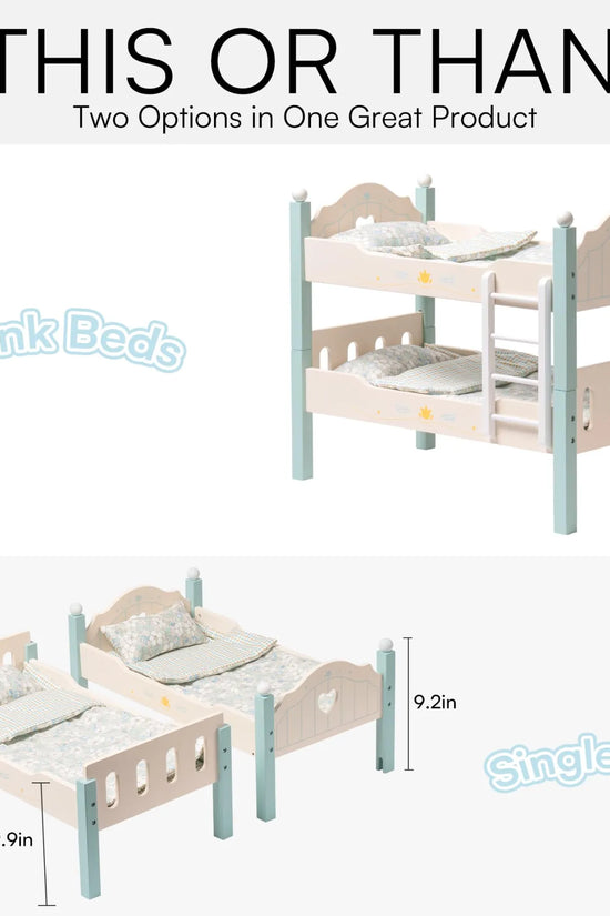 Wooden Baby Doll Bed with Ladder & Bedding
