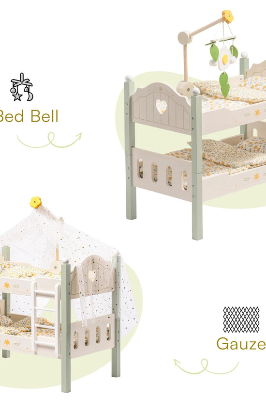 Wooden Baby Doll Bed with Ladder & Bedding