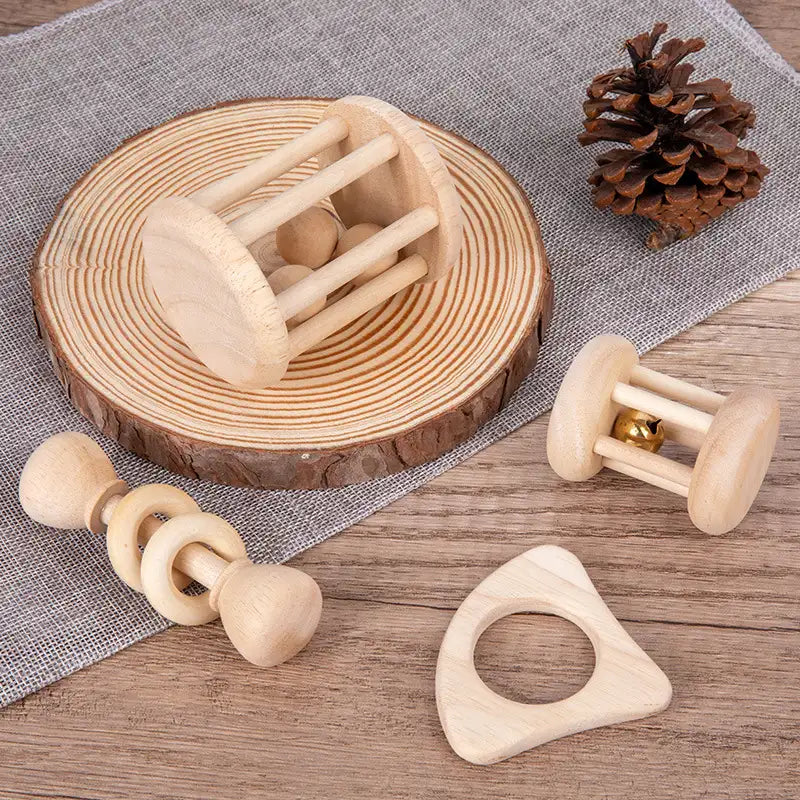 Wooden Baby Rattle Toy Set