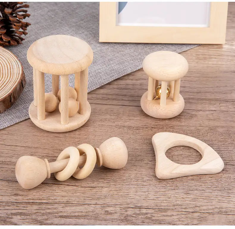 Wooden Baby Rattle Toy Set