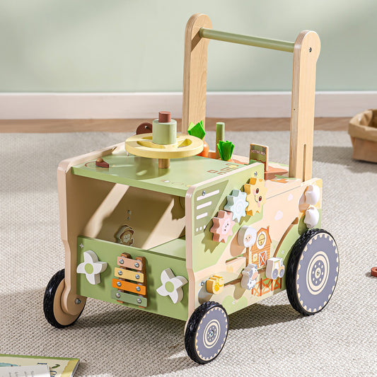 Wooden Baby Walker Farm Cart