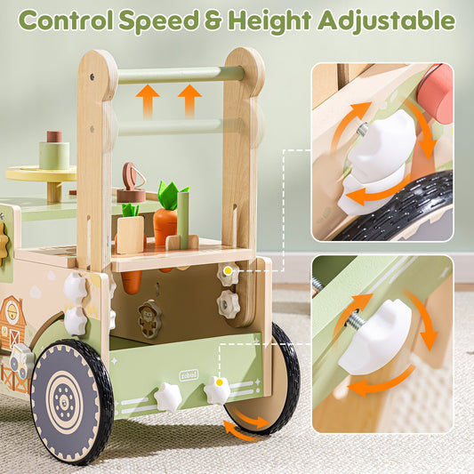 Wooden Baby Walker Farm Cart