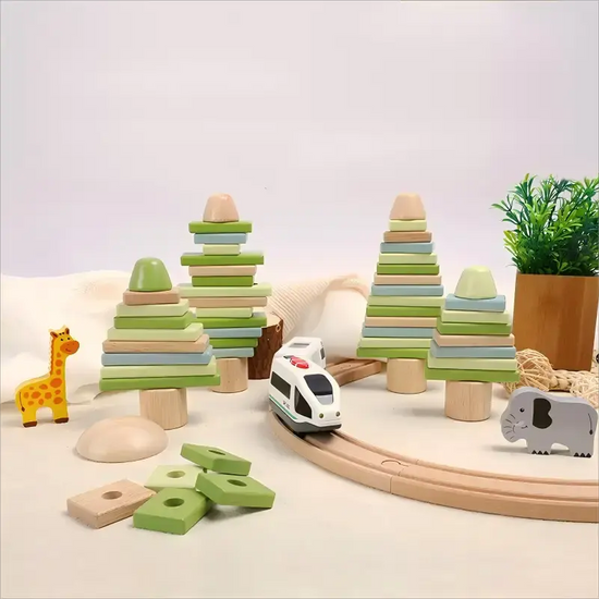 Wooden Building Blocks Set for Toddlers