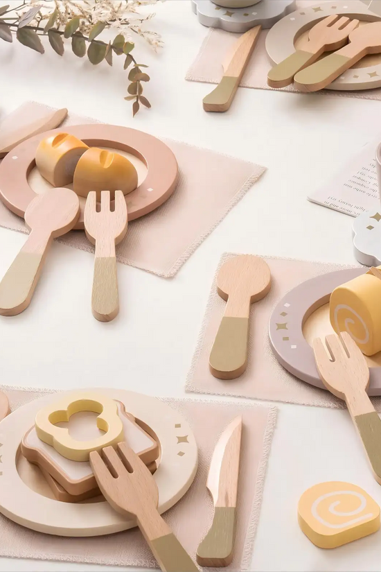 Wooden Dish Set – Play Kitchen Toy for Toddlers