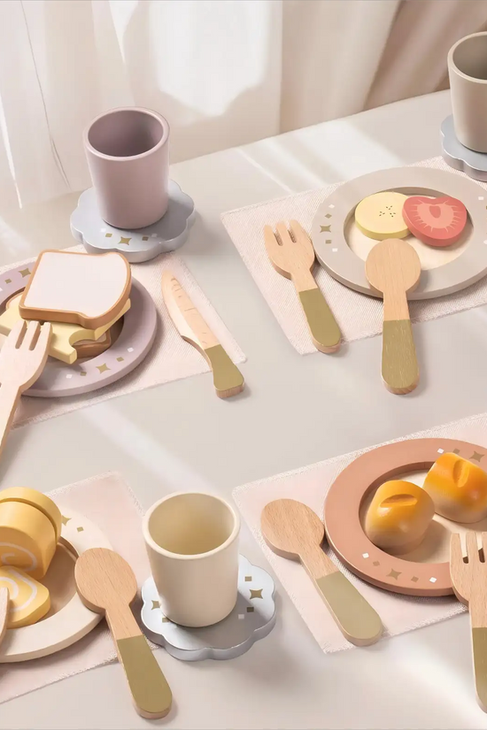 Wooden Dish Set – Play Kitchen Toy for Toddlers