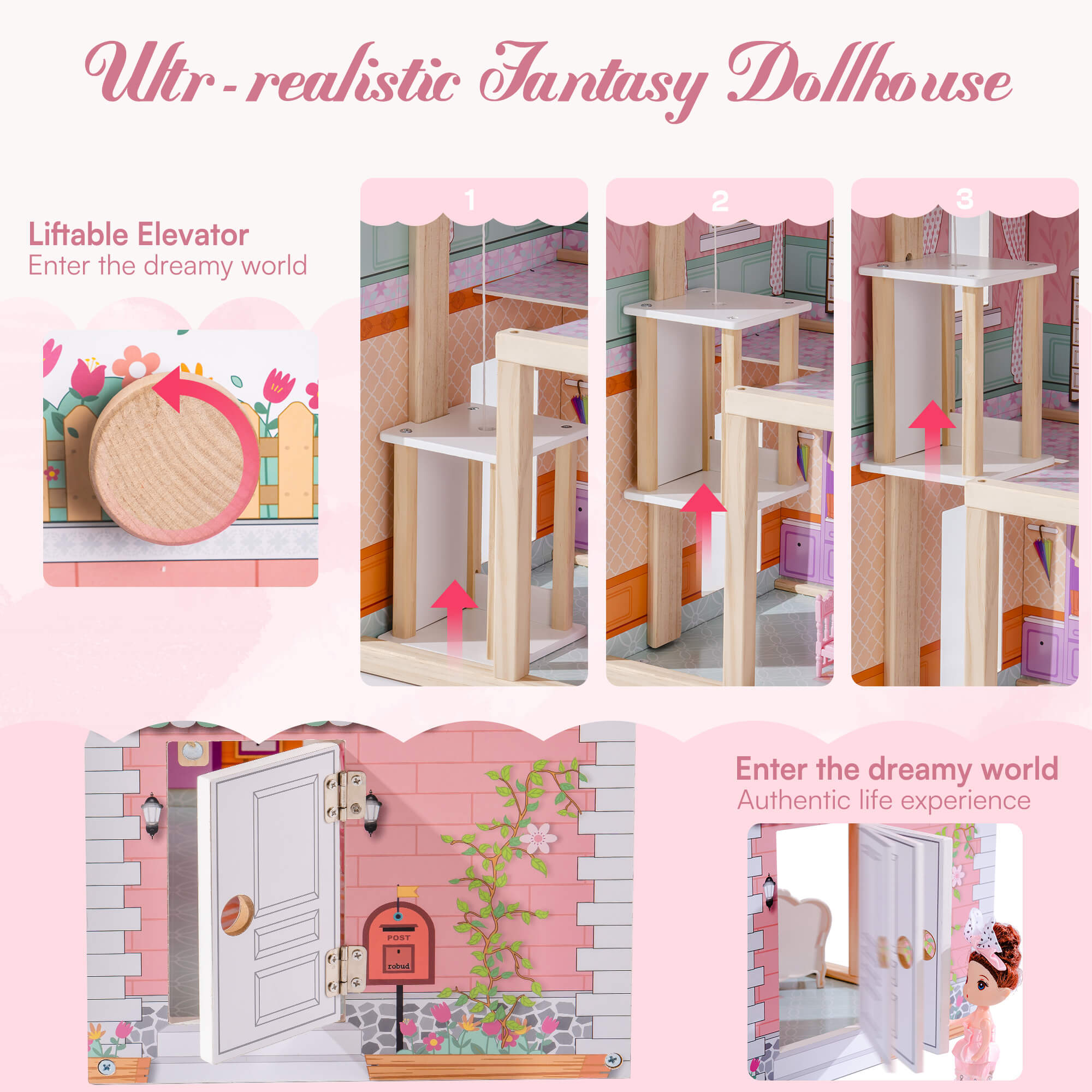 3-Storey Wooden Playhouse for Kids