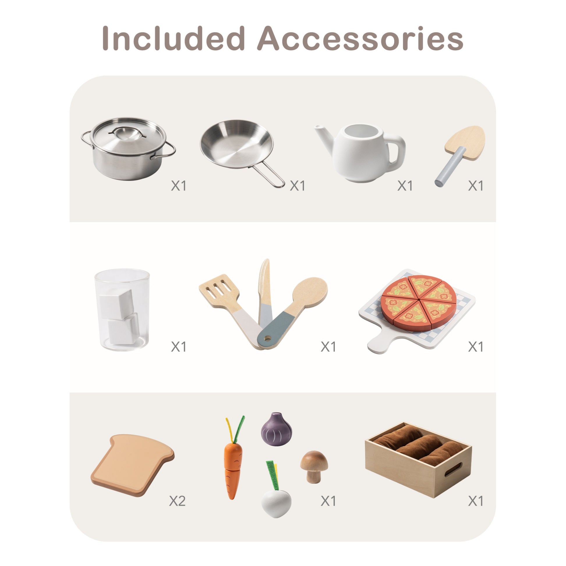 Wooden Kids Play Kitchen Set with Cuttable Fruits