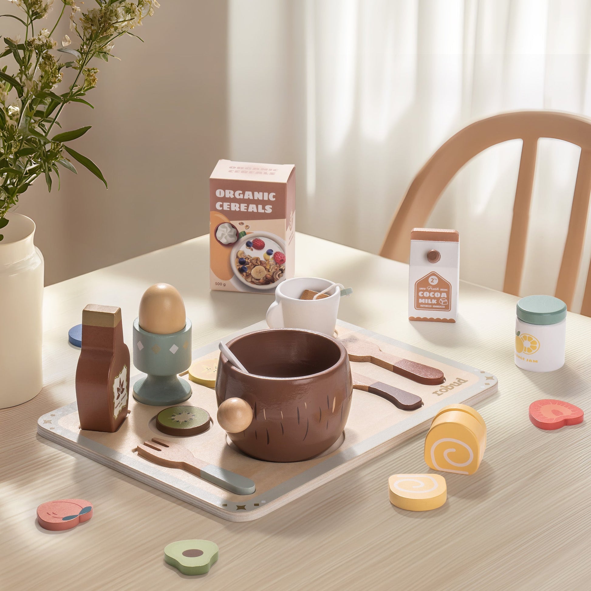 Wooden Kids Play Kitchen Set with Cuttable Fruits
