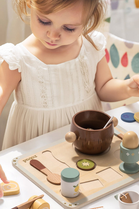 Wooden Kids Play Kitchen Set with Cuttable Fruits