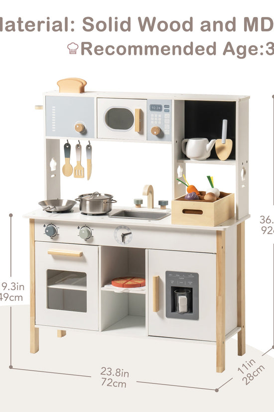 Wooden Kids Play Kitchen Set with Cuttable Fruits