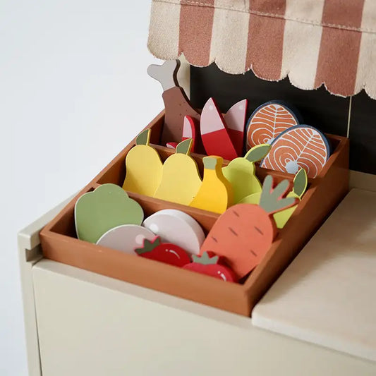 Wooden Farmer's Market Play Shop for Kids