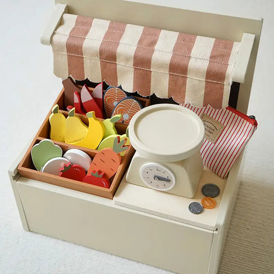 Wooden Farmer's Market Play Shop for Kids