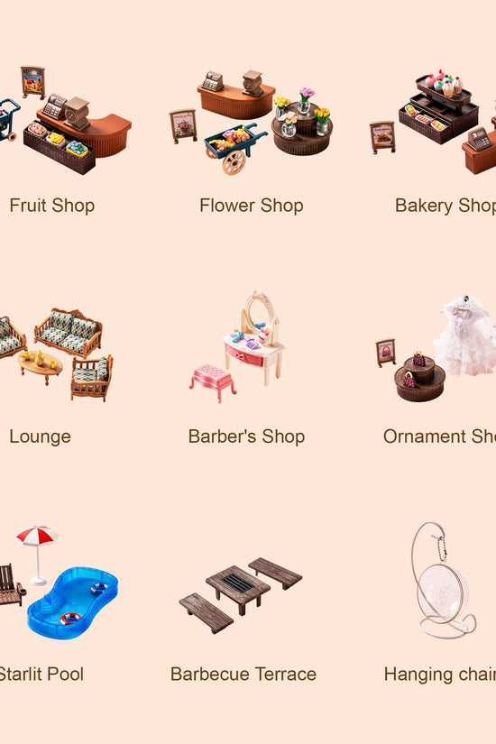 Wooden Shopping Mall Dollhouse for Kids